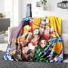 Demon Anime Group Flannel Blanket, Soft Polyester, Modern Design, All-Season for Camping, Travel, Gifts for Holidays or Birthdays