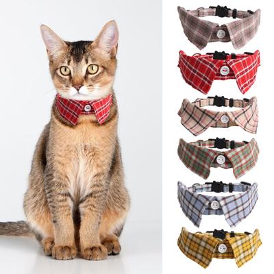 Bowtie Cat Plaid Adjustable Tuxedo Collar Cats Small Dogs British Gentleman Style Soft Breathable