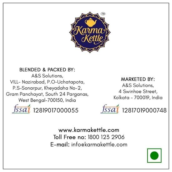 Karma Kettle Peppermint, Vanilla, Lotus Leaf, Natural Detox, Stress Relief, Aromatherapy Moksha Black Tea, 25 Nos Pyramid Teabags, 50 G