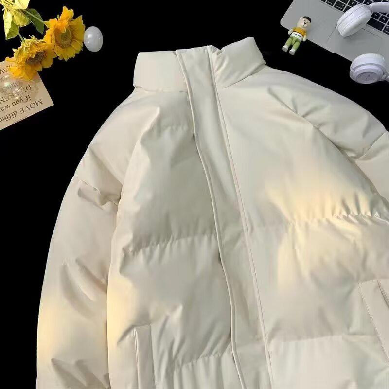 Men's Korean Style Thickened Cotton Puffer Jacket - Loose Fit Stand Collar Winter Coat.