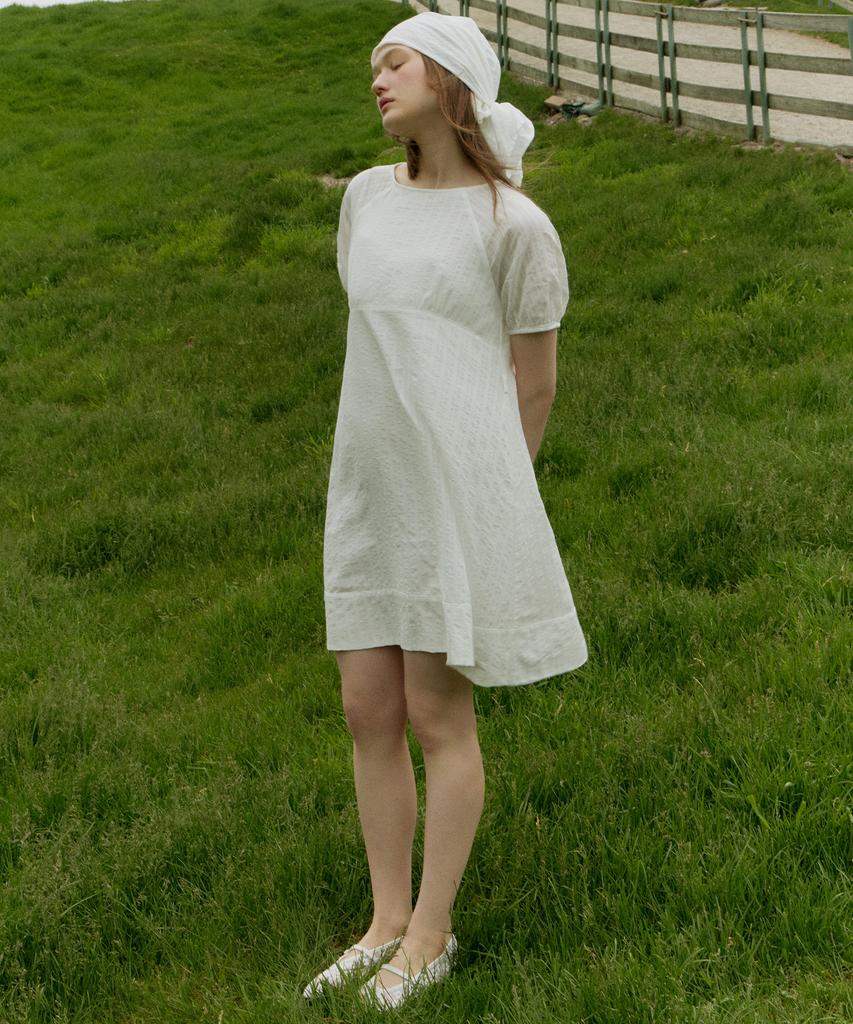 Itove Seoul Boatneck Cotton A-Line Dress White