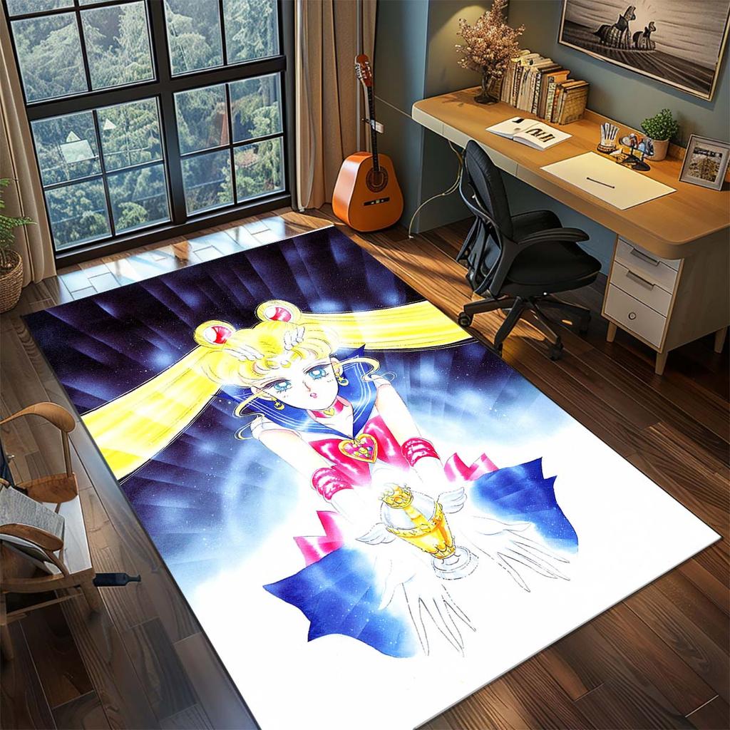 Sailor Moon Anime Rug Carpet Large Area Rug Non Slip Washable Floor Mat Gamer Room Bedroom Home Decor -QJY