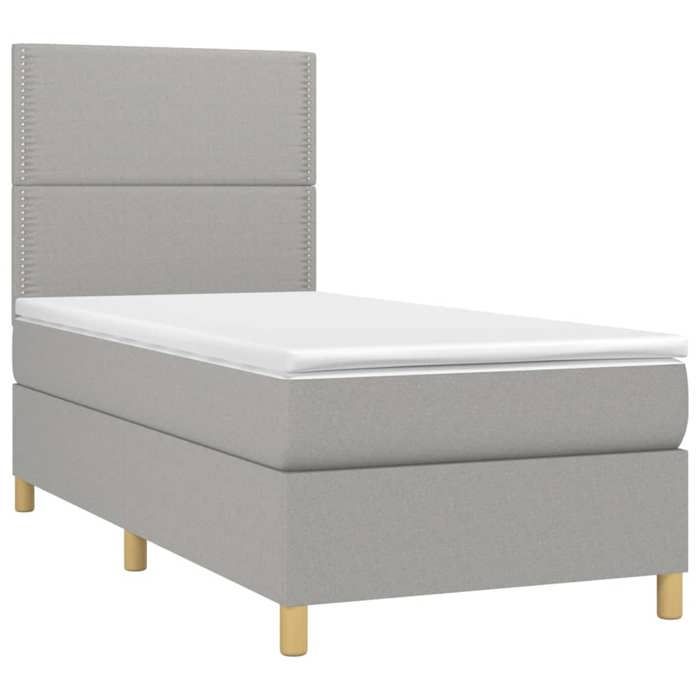Maison Exclusive - Bed Slat Base with Mattress and LED Light Grey 90x190cm
