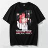 Unisex Casual Crew Neck Short Sleeve T‑shirt Printed with Nakano Nino Vertical Split Anime Graphic from The Quintessential Quintuplets