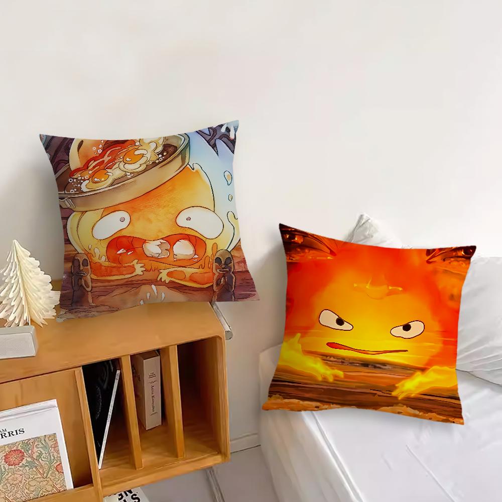 Anime Calcifer H-Howl's M-Κινούμενο Κάστρο κάλυμμα μαξιλαριού Σαλόνι Κεφαλάρι Κρεβατιού Γραφείο Υπνοδωμάτιο Μαξιλάρι Καναπές Ώρα για Υπνάκο Θήκη Μαξιλαριού