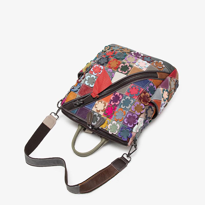 Bohemian Trendy Leder Handgemachte Tasche, Dreidimensionale Blume Romantischer Rucksack, Originelles Design