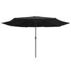 390 Cm Metal Mast Sun Umbrella Black