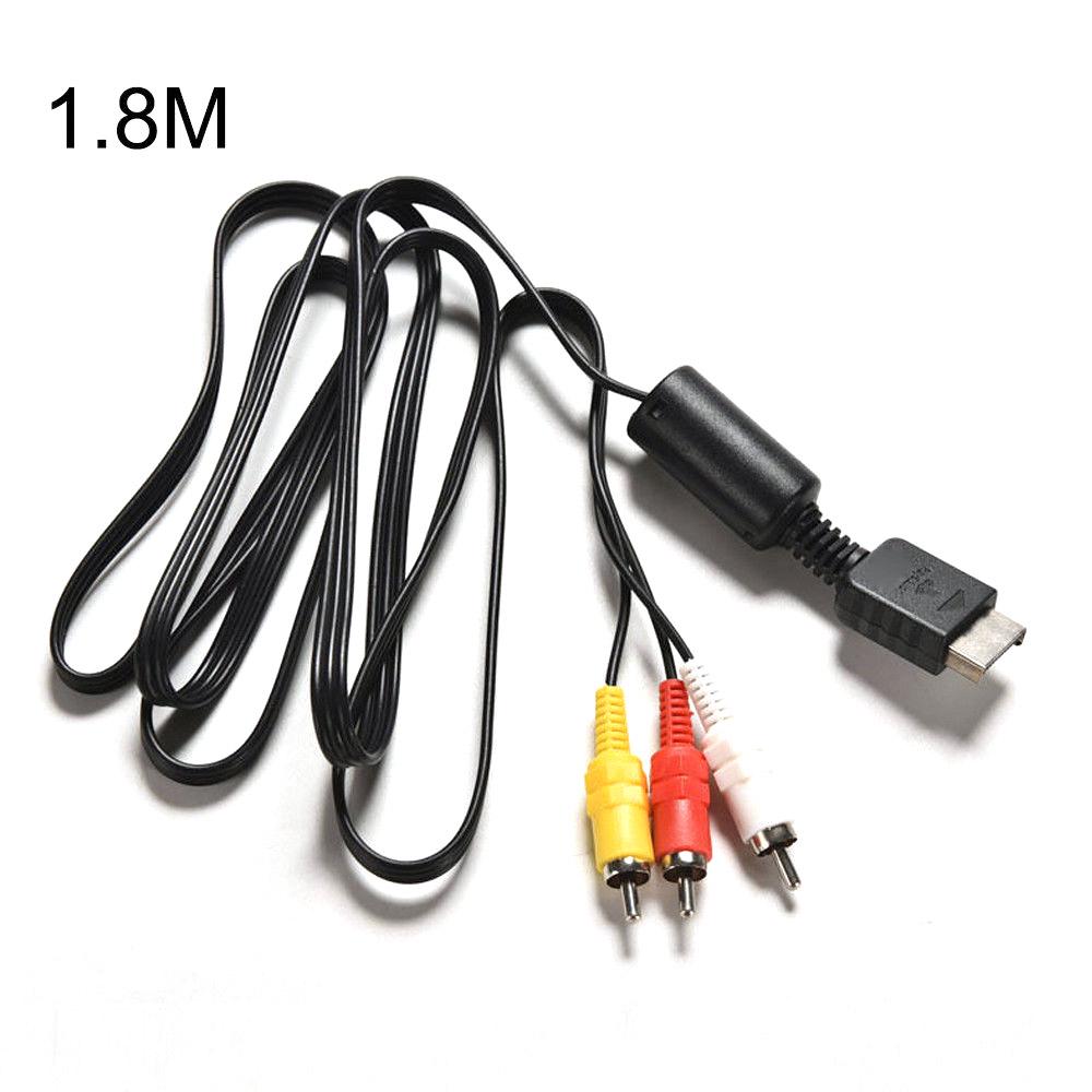 1.8m Black Multi Out 3 RCA Video/Audio Cable Flat AV Cord