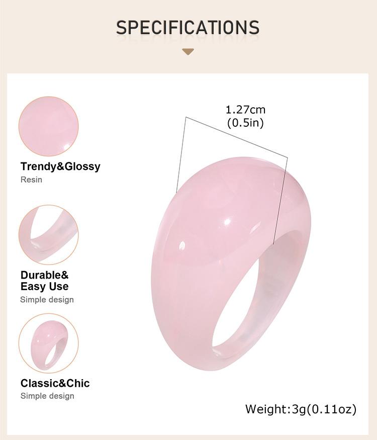 Anillos de Resina, Anillo de Dedo Nudillo Ancho Grueso Cúpula Apilable para Mujeres, Joyería Vintage Acrílico Transparente Retro