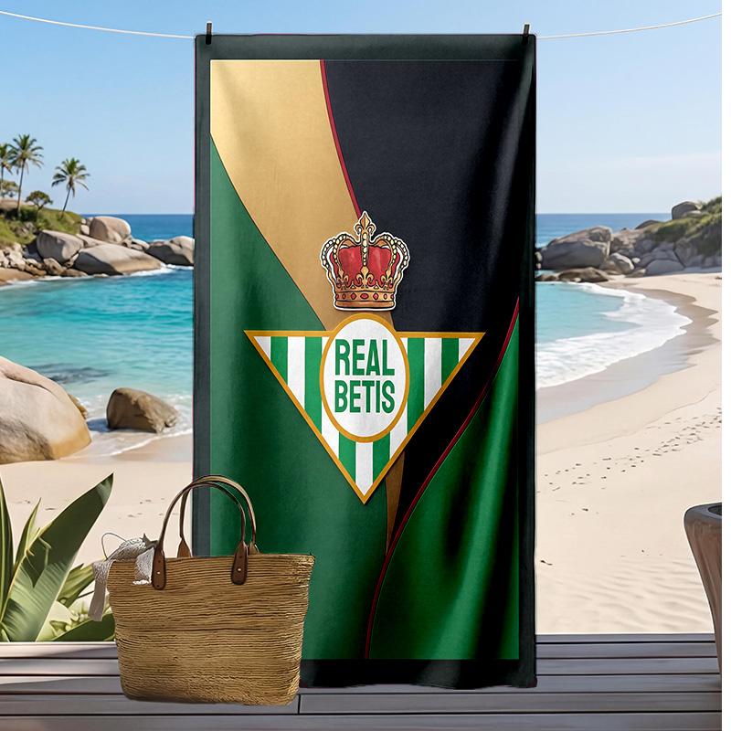Plážová osuška Real Betis Football Print, Velká měkká rychleschnoucí osuška na pláž, kempování, plavání