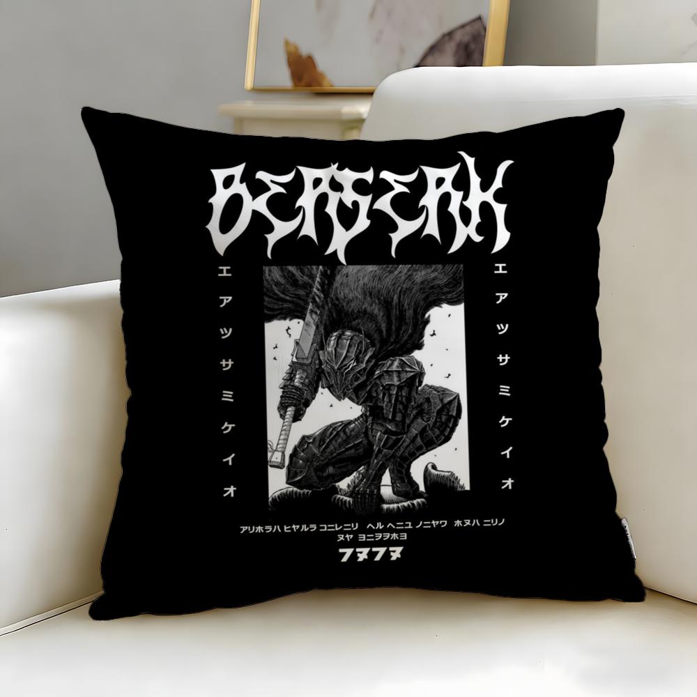 classic anime Berserk Cushion Cover Soft & Easy-Wash Pillow Case – Versatile for Couch, Bed, Travel and Office