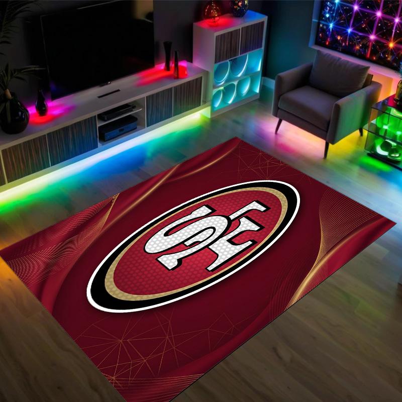San Francisco 49ers Design Crystal Velvet Carpet Cozy Non?Slip Printed Rug For Bedroom Living Room Entrance
