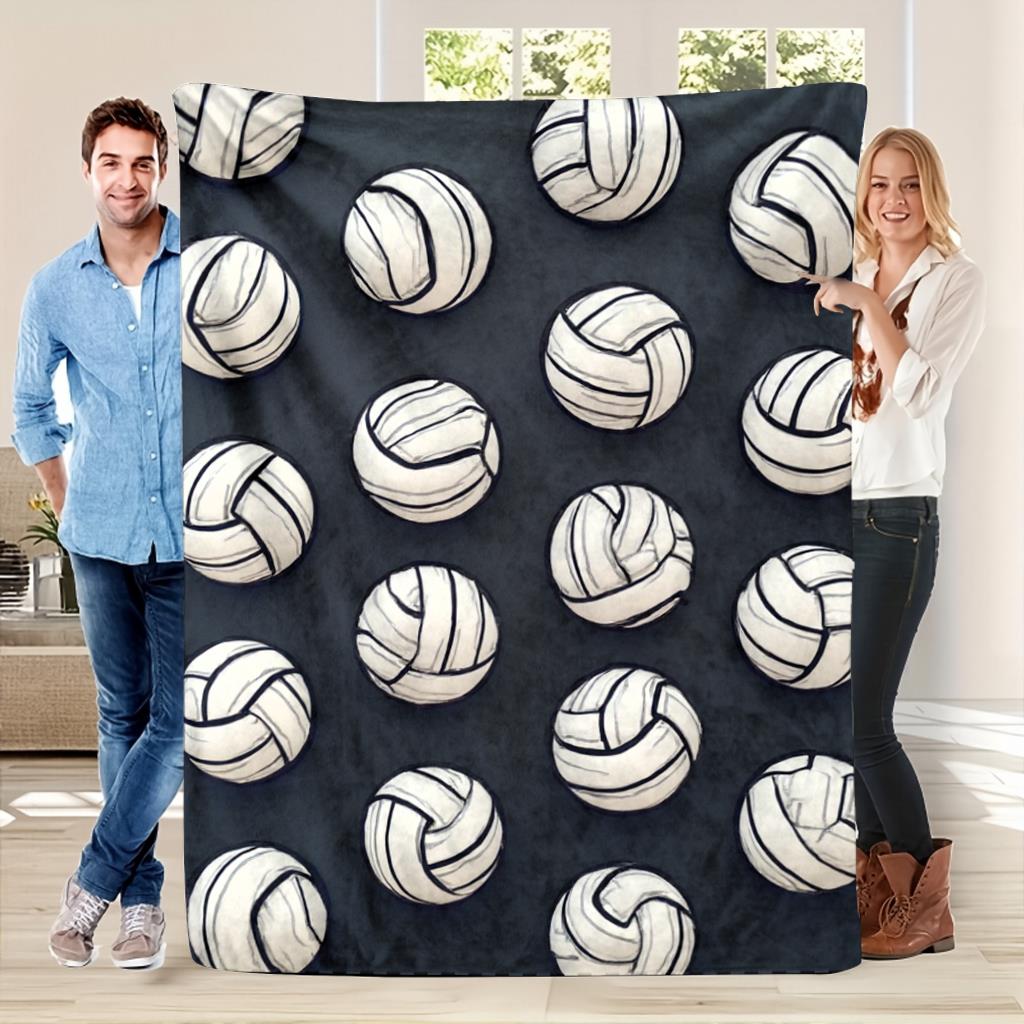Volleyball-Themed Flannel Printed Blanket Suitable for All Seasons Suitable for Living Room Office Sofa and Travel