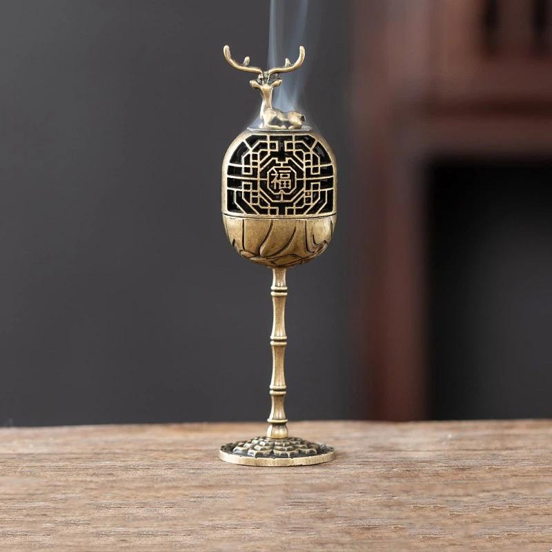 Alloy Hollow Aromatherapy Deer Crane Incense Burner Indoor High-Foot Stove Office Tea Room Decoration Incense Burners
