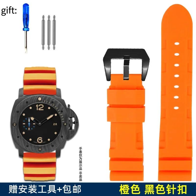 Remienok na hodinky pre Panerai SUBMERSIBLE PAM 111 441 616 Mäkká silikónová guma 22mm 24mm Pánsky remienok na hodinky Náramok