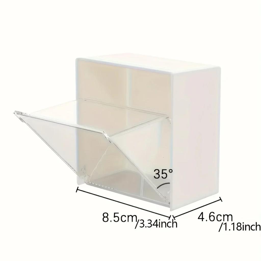 1/6 pièces Boîte de Rangement à Rabat Murale, Boîte de Rangement sans Perçage, Boîte de Rangement Multifonctionnelle pour Coton-tige Cosmétique 2 Options de Couleur
