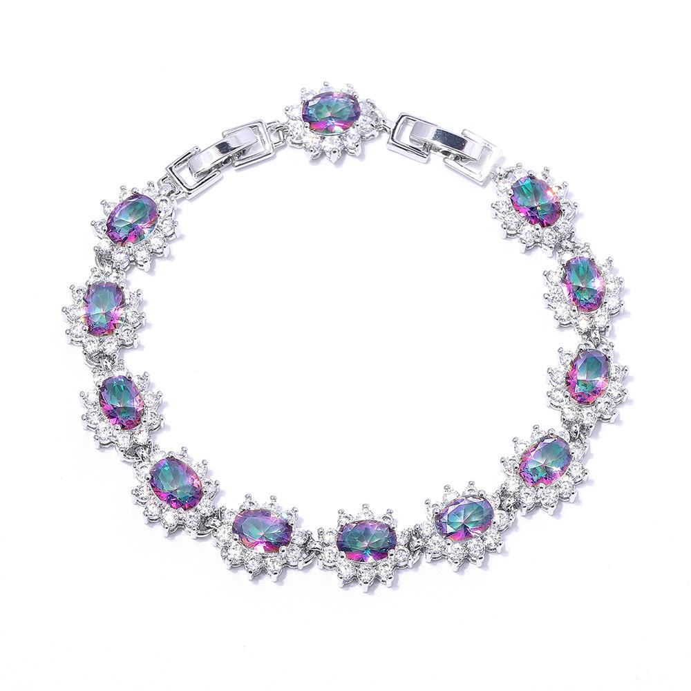 Women'S Light Luxury Women'S Colored Zircon Bracelet, Color Treasure Bracelet Multi-Color