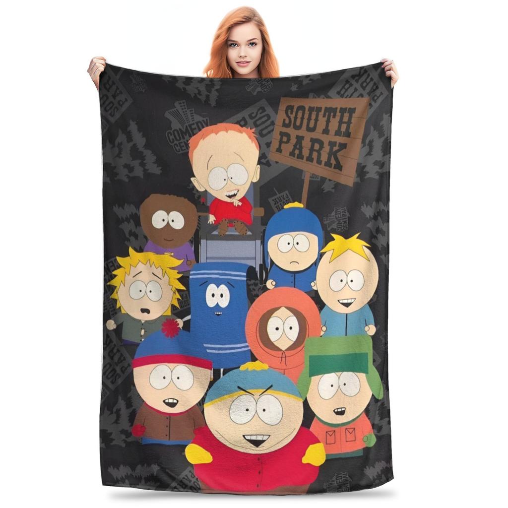 Super měkká deka South Park Prémiový flanelové rouno Lehká přikrývka na postel Nadýchané plyšové deky Pro celoroční použití