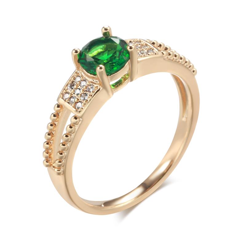 Fashion Rose Gold Color Wedding Bride Ring Square Green Natural Zircon Accessories Vintage Women Daily Fine Jewelry