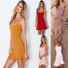 Elegante Damesmode Mini Geplooide Sling Jurk Rok Mouwloos Cocktailjurk