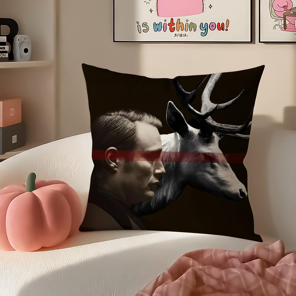Dark Elegant TV Series HHannibal Cushion Cover Pillowcase Short Plush Invisible zipper Room Sofa Cushion Cover