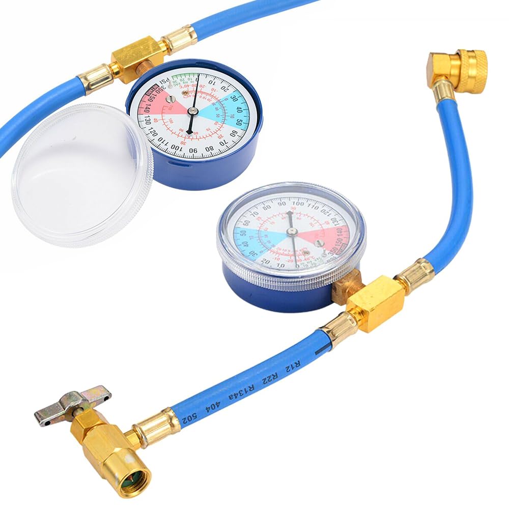 R134A Air Conditioner Gas Charging Hose with Meter, Gas Charge, Compatible with Air Conditioner Gas in Japan (Style 1)
