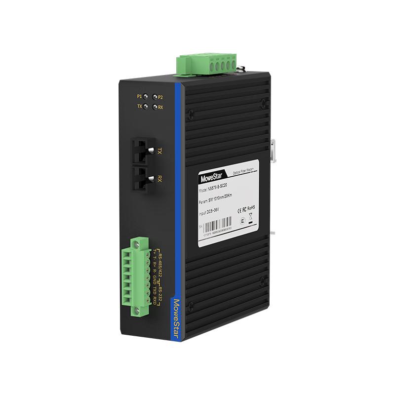 MoweStar Industrial RS232/422/485 Serial To Fiber Optic Converter