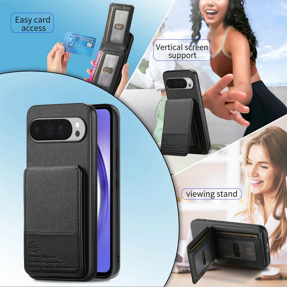 Portable Wallet Card Slot Leather Bracket Shockproof Case For Google Pixel 10 9 Pro XL 9 A Fall Prevention Durable Protect Cover