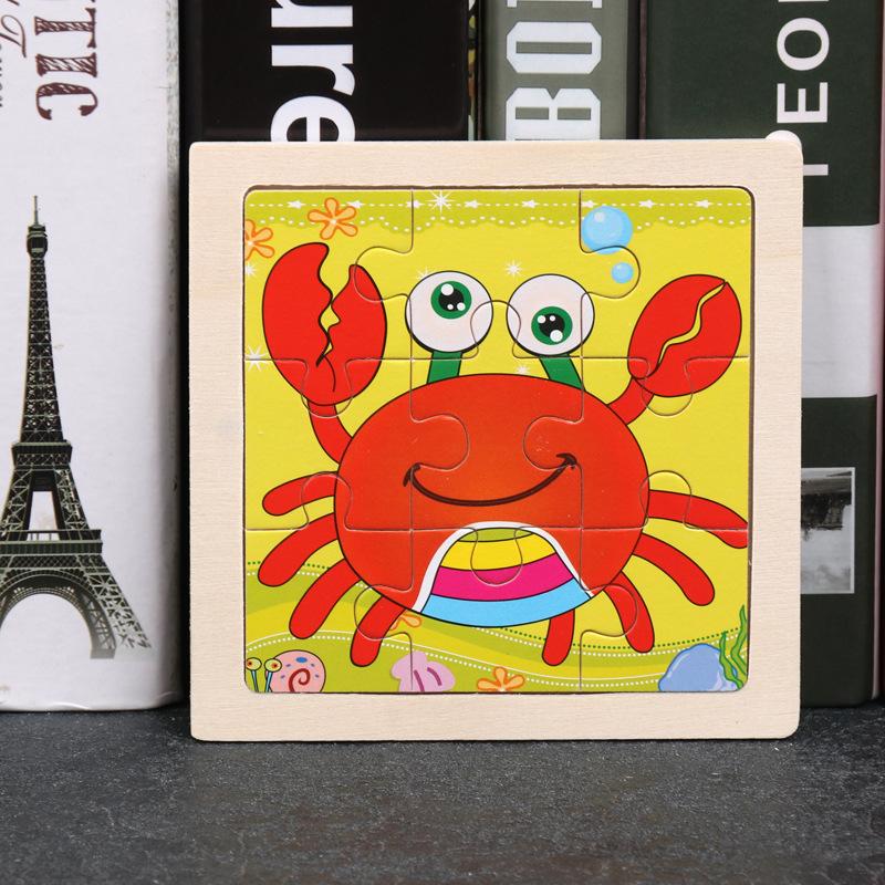 11*11cm 3D Holzpuzzle Baby Spielzeug Cartoon Tier Verkehr Tangram Puzzlespiel Frühes Lernen Pädagogisches Spielzeug für Kinder