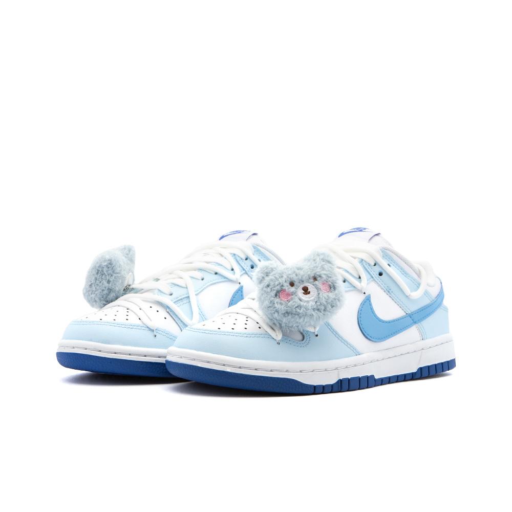 Nike Dunk Blue Bear, Amber Slip Resistant Cushioning Abrasion Resistant Low Top Skateboard Shoes GS White Blue DH9765-105(Team189- )