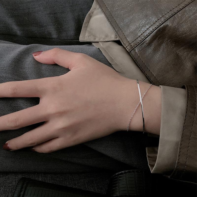 925 Sterling Silber Doppel-Liebesherz Hohl Runde Perlen Armband Damenmode Romantischer Schmuck Klassisch