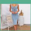 Cotton Casual Denim Dress With Spliced Design For Summer Beach Vacation