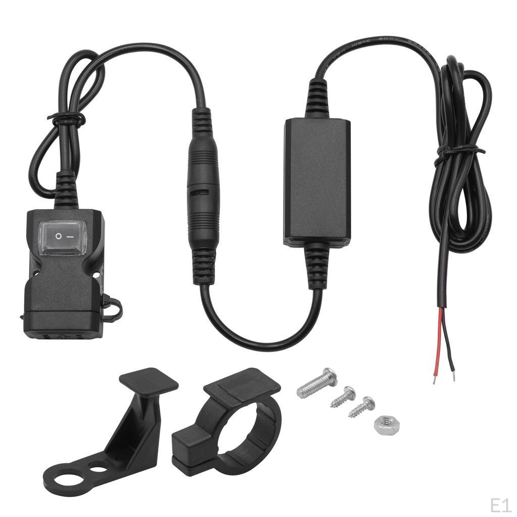 Motorcycle Handlebar Dual USB Charger Port Socket With Switch Waterproof