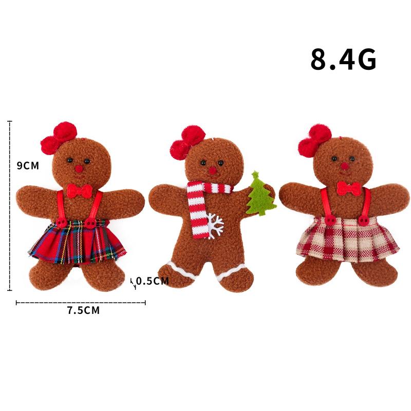 1/3/6Pcs Christmas Fuzzy Gingerbread Man Doll Xmas Tree Pendants New Year Kids Gift Hanging Ornaments Christmas Decorations For