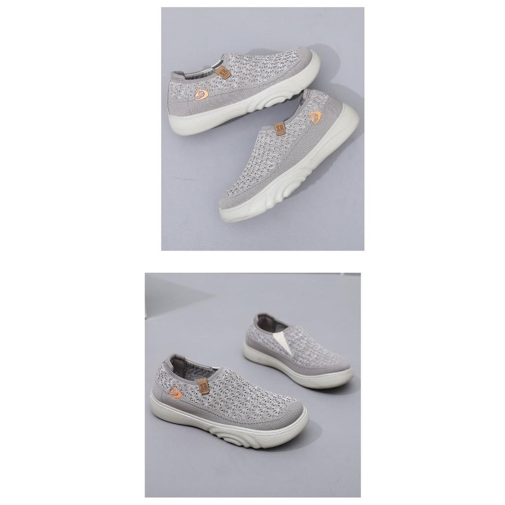 Stoffschuhe Damen Einzelschuhe Fly Woven Atmungsaktive Bequeme Schuhe Weiche Unterseite Rutschfeste Wanderschuhe