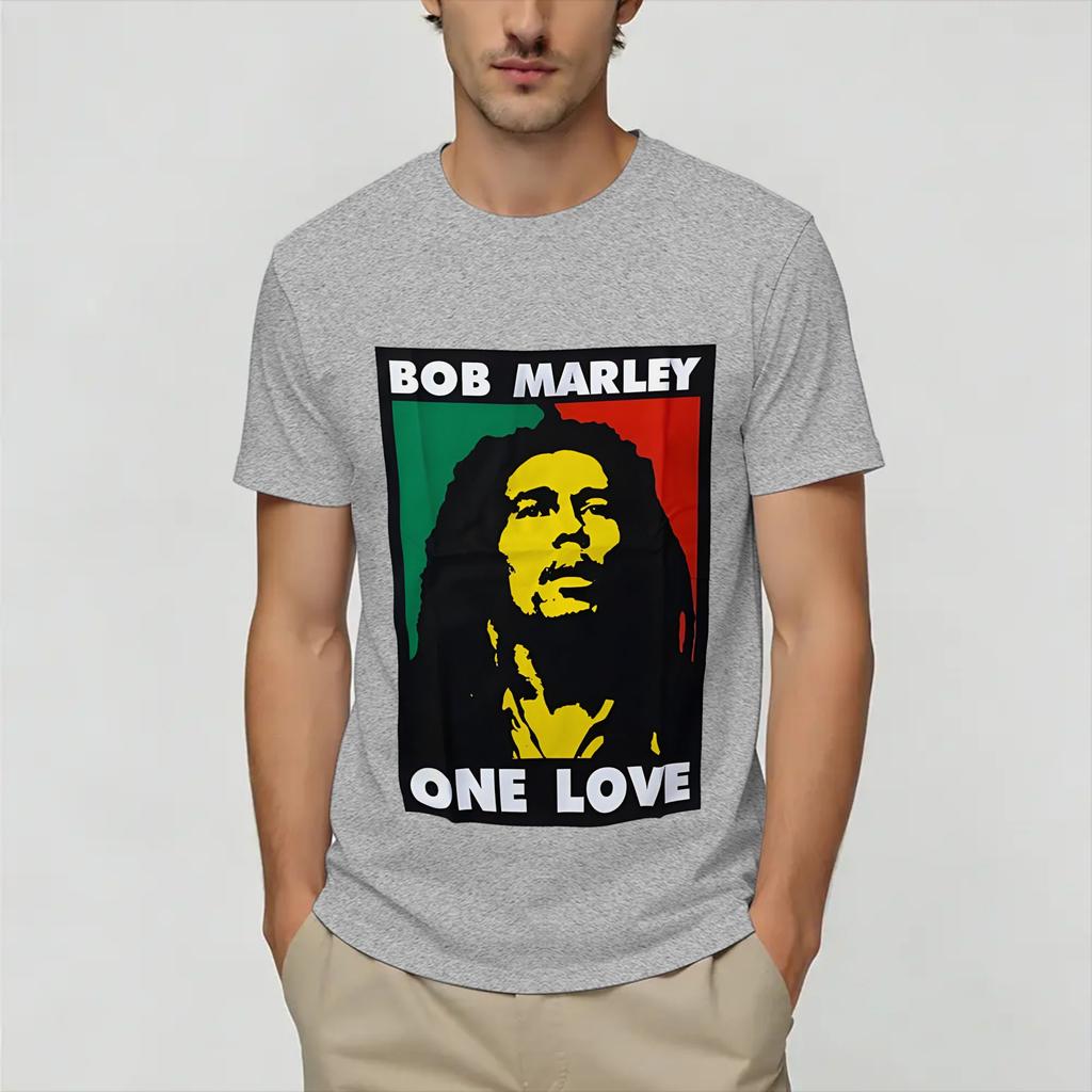 Bob Marley T-Shirt Strand 100% Baumwolle T-Shirts Für Unisex Freizeit Lässig T-Shirt Kurzarm Y2k Lustige Oberteile