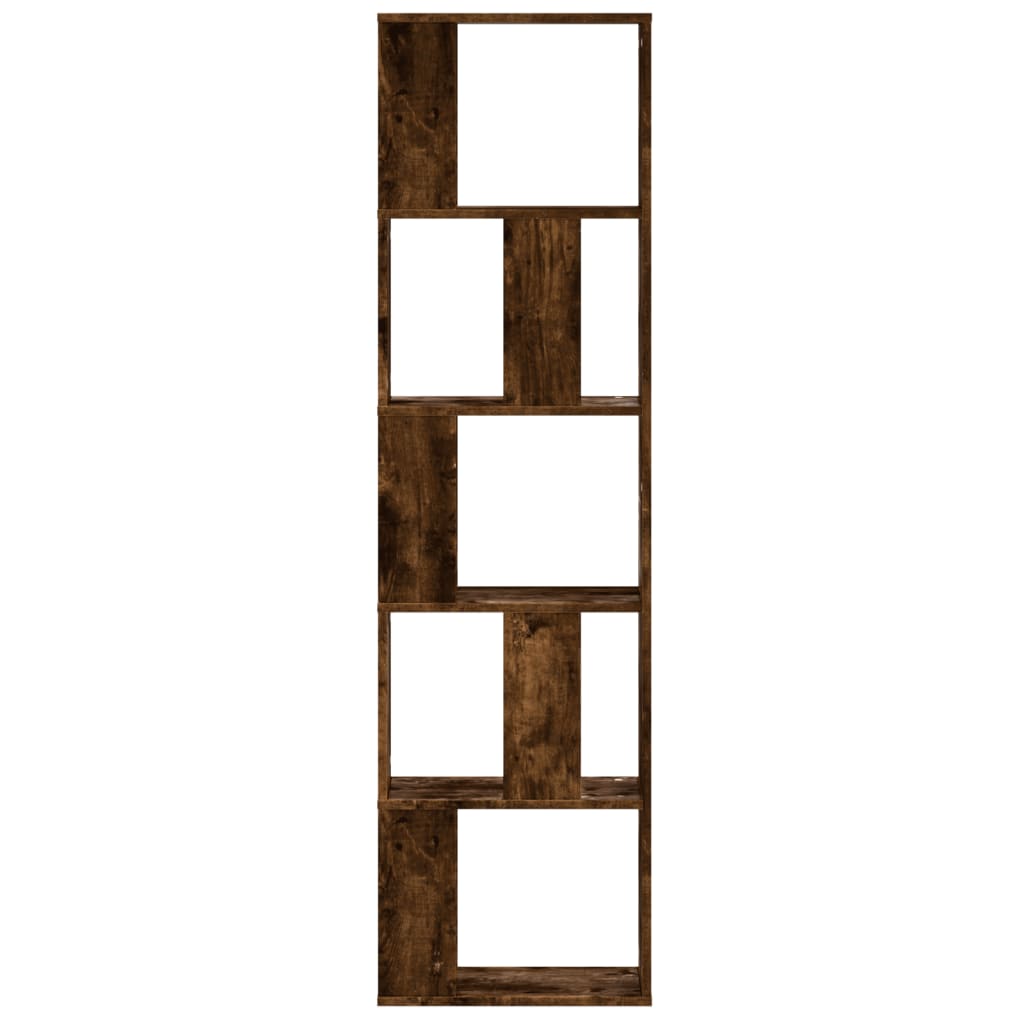 Bookshelf 5 Shelves Smoked Oak Finish 45 x 23.5 x 162.5 cm Engineered Wood