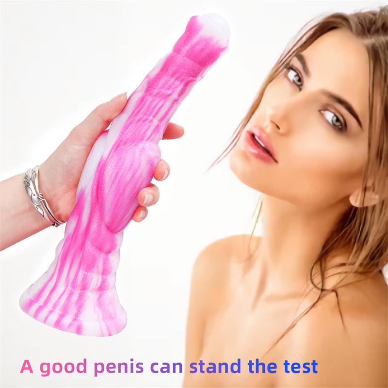 Eggless Horse Cock Liquid Silicone Animal Penis Thick and Long Color Simulation Fake Penis Anal Plug Fun Masturbation Device