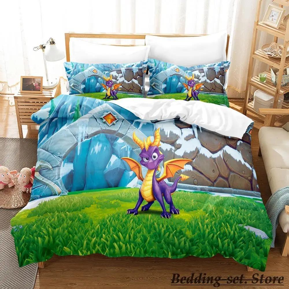 Spyro Reignited Trilogy Bedding Collection Single Twin Full Queen King Size Bed Collection Adult Kid Bedroom Duvetcover Collections Anime Gme
