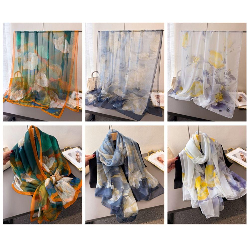 185*120cm Women Thin Scarf Polyester Neckerchief Luxury Sunscreen Headscarf Women Fashion