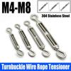 1Pcs Hooks & Eye Turnbuckle Wire Rope Tensioner M4/M5/M6/M8 304 Stainless Steel Tension Device Line Adjustable Oc Oo Cc Type