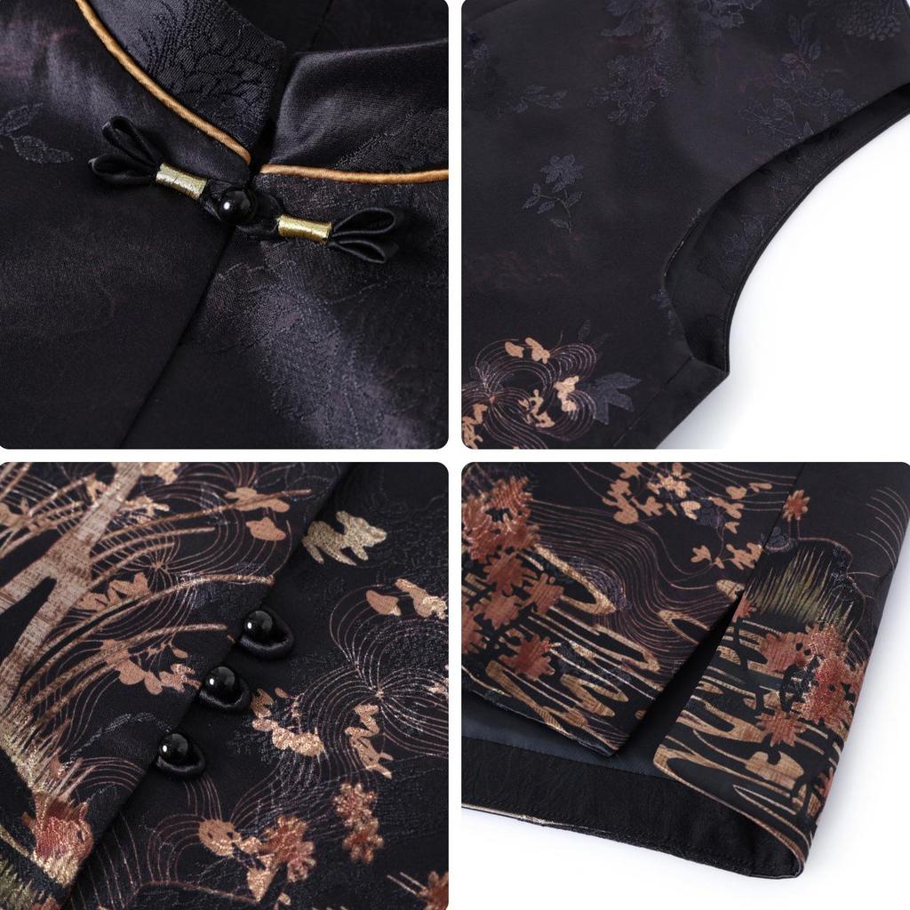 Stylish Chinese Frog Button Vest for Middle-Aged & Elderly Women - Grandma's Spring & Autumn Stand Collar Wear