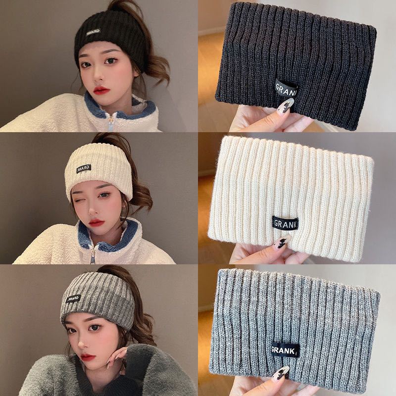 Gestricktes Stirnband Damen neu Stirnschutz, winddichte Wischabdeckung, Stirnband Plüsch breitkremiges Kopftuch, Sportkopfbedeckung Winter