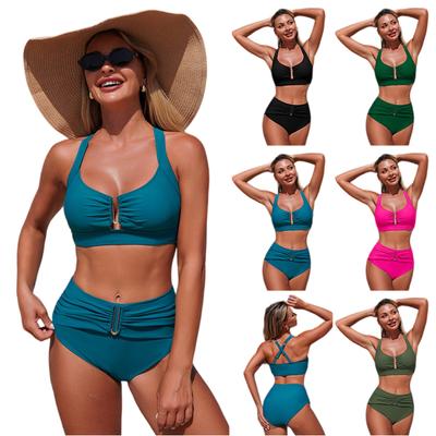 Women's Fashion Solid Color Bikini Two-Piece Swimsuit