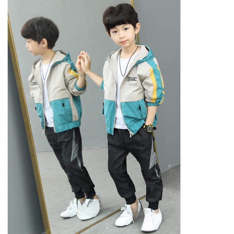 Handsome Teenager Boys Hoodies Fashion Splicing Style Coat for Kids 3-12 Years Children Windbreaker Jacket