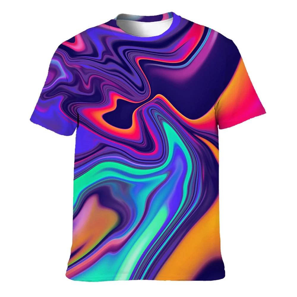 Χρωματιστά T-Shirts για Άνδρες 3D Εκτυπωμένα Νέον Αφηρημένα T-Shirt Κοντομάνικα