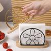 Sturdy Iron Standing Napkin Holders Decorative Black/Gold Napkin Dispenser with Wood Base Tissue Paper Holder Table