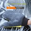 Car Washing Gloves Non-Slip Waterproof Hand-Shaped Brush Coral Fleece Double-Sided Car Cleaning Tools for Winter Car Cleaning