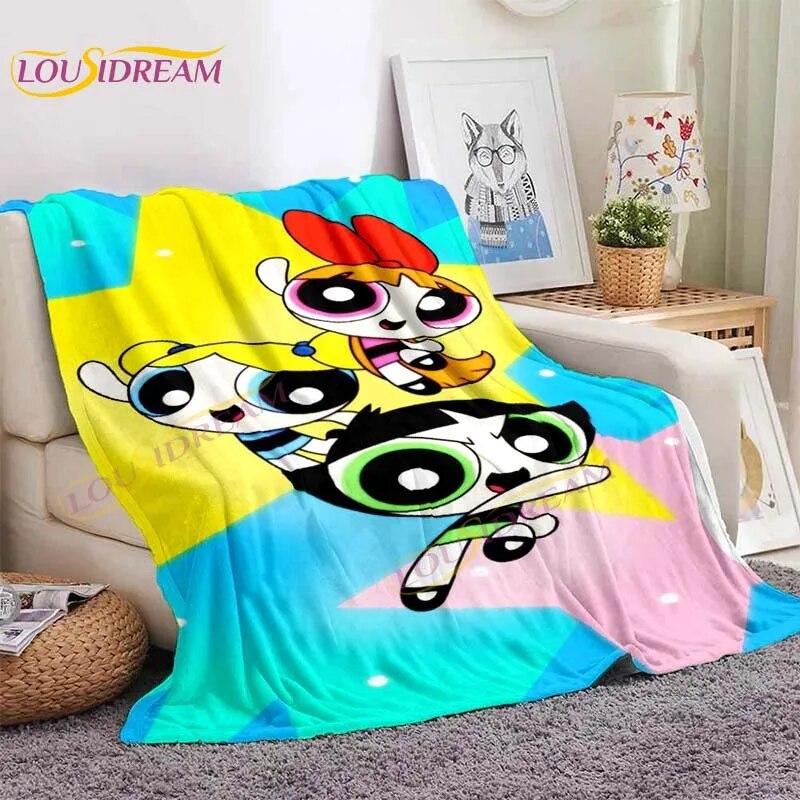 Cartoon Super Flying Girls Blanket Classic Anime Blanket Soft Lightweight Blanket for Sofa Bed Decor 90s Gifts Fannel Blankets