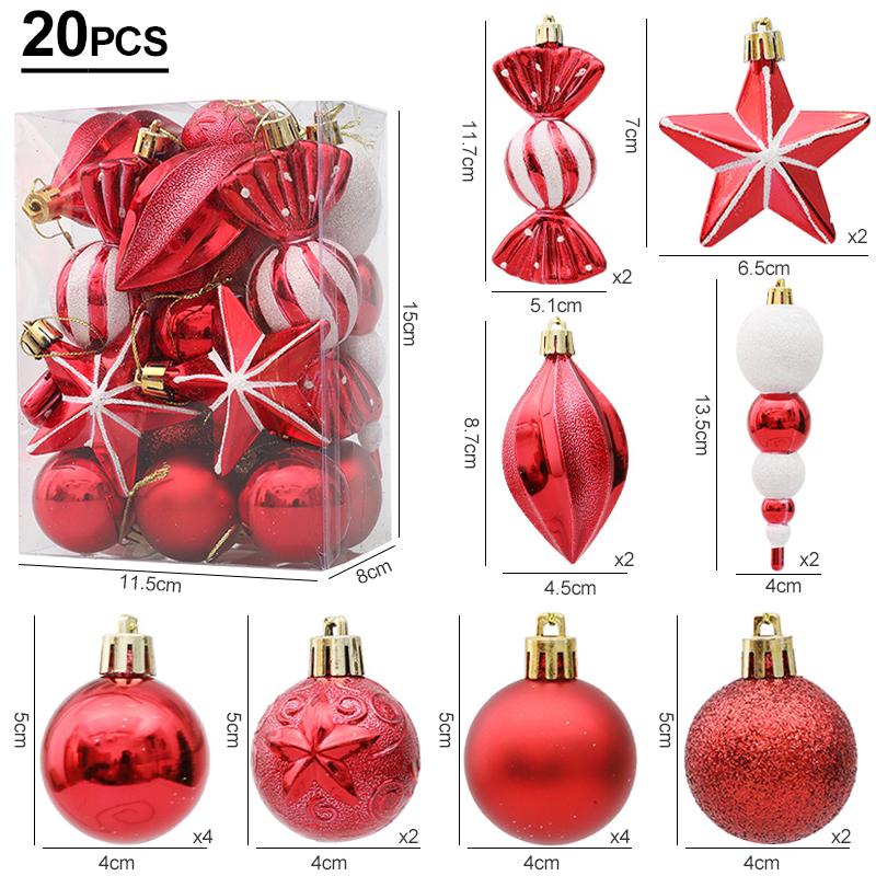29/20Pcs Christmas Tree Balls Hanging Pendant Candy Cane Pine Cone Ornament Set Christmas Home Decoration 2025 Navidad New Year